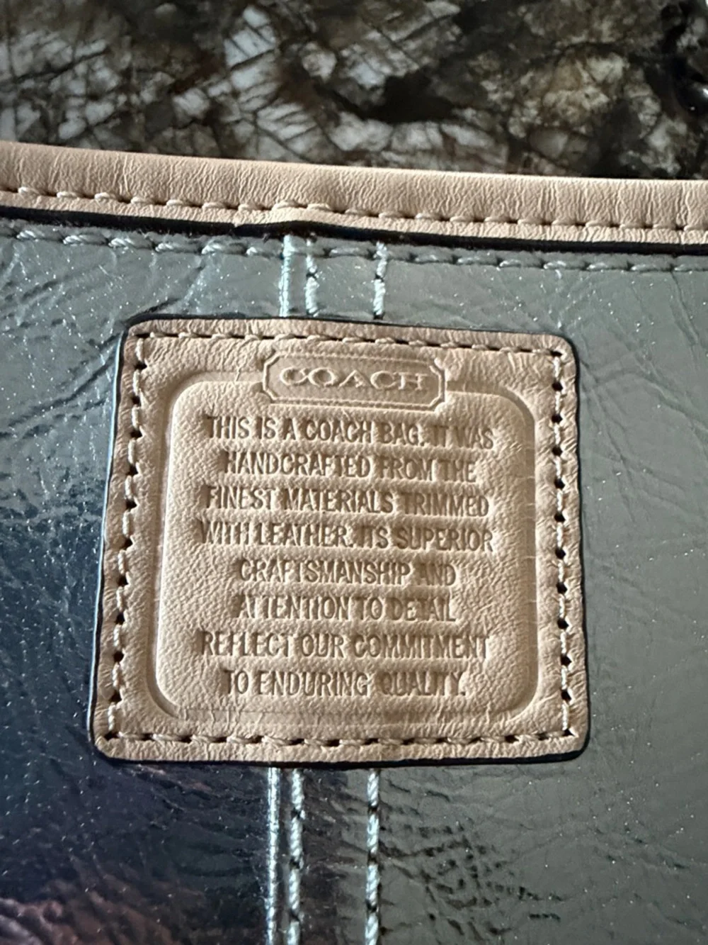 Coach Metallic Silver Wristlet with Beige Trim - Picture 9 of 9